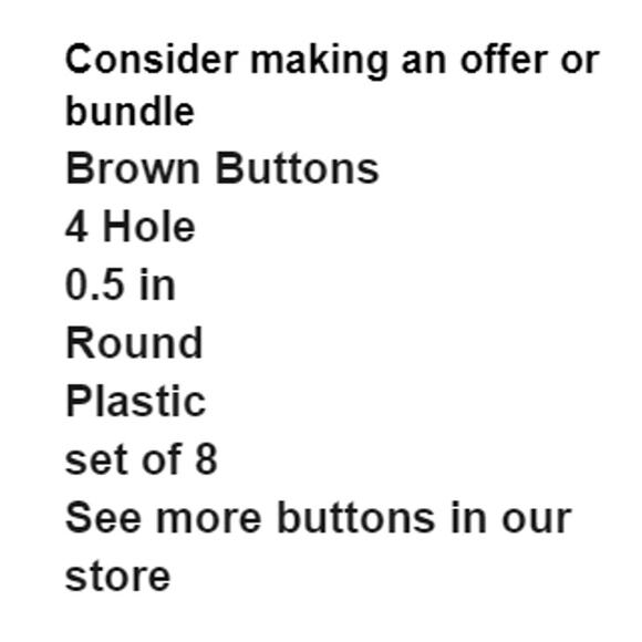 Four Center Hole Buttons Brown Round Plastic Raised Lip Lot of 8 Coat Vest Shirt - Picture 3 of 10